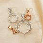 3-20MM Round 6 Prongs Pendant Settings Solid 925 Sterling Silver Charm Bezel for Gemstone Rose Gold Plated 1411305