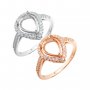 6x8MM Pear Prong Ring Settings Halo Rose Gold Plated Solid 925 Sterling Silver Set Size Ring Bezel for Gemstone 1294240