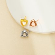 7MM Heart Prongs Bezel Pendant Settings,Rose Yellow Gold Plated Stainless Steel Heart Pendant Charm,Minimalist Heart Pendant,Simple Pendant Blank 1431455