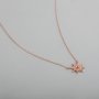 1Pcs 4MM Solid 925 Sterling Silver Rose Gold Round Gemstone Prong Bezel Settings DIY Snow Flake Pendant Necklace 16''+2'' 1411236