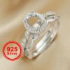 6x8MM Oval Prong Ring Settings Keepsake Breast Milk Resin Stackable Solid 925 Sterling Silver Rose Gold Plated Stacker Ring DIY Set 1294464
