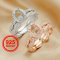 6x8MM Halo Oval Prong Ring Settings Stackable Solid 925 Sterling Silver Rose Gold Plated Wedding Double DIY Ring Set Supplies 1294470
