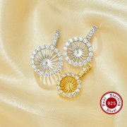 Keepsake Breast Milk Resin Ball Round Pin Pendant Settings for Half Drilled Pearl Bead,Solid 925 Sterling Silver Gold Plated Pendant,DIY Pendant Blank Supplies 1411456