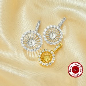 Keepsake Breast Milk Resin Ball Round Pin Pendant Settings for Half Drilled Pearl Bead,Solid 925 Sterling Silver Gold Plated Pendant,DIY Pendant Blank Supplies 1411456