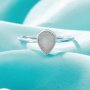 Keepsake Breast Milk Resin Pear Bezel Ring Settings,Solid Back Solid 925 Sterling Silver Ring,Minimalist Pear Ring,DIY Ring Supplies 1294950