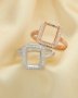 8x10MM Rectangle Halo Prong Ring Settings,Solid 925 Sterling Silver Rose Gold Plated Ring,Art Deco Ring,DIY Ring Supplies 1294655