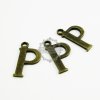 10pcs 15x10mm vintage kawaii metal alphabet letter P bronze brass pendant charm packs assortment 1810071