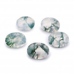 1Pcs 6x8MM Natural Oval Moss Agate Faceted Cut Loose Gemstone Nature Semi Precious Stone DIY Jewelry Supplies 4160029