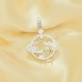 Three Stones Prong Pendant Settings,Space Planet Solid 925 Sterling Silver Pendant Charm,Pave CZ Stone Pendant With 4MM Round,4x6MM Oval,5x7MM Oval Stone 1421264