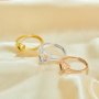 Triangle Prong Ring Settings,Solid 925 Sterling Silver Rose Gold Plated Ring,Minimalist Triangle Ring,DIY Ring Supplies For Gemstone 1295067
