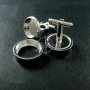 1Pair 16MM Setting Silver Round 3MM Deep Bezel Tray Floating Charm DIY Photo Cufflinks,Wedding Cuff Link Blanks Supplies 1500038