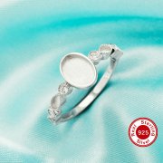 Keepsake Breast Milk Resin Oval Bezel Ring Settings,Solid 925 Sterling Silver Ring,Solid Back Oval Ring,DIY Ring Supplies For Gemstone 1222155