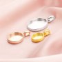 Keepsake Breast Milk Oval Solid Back Pendant Bezel Settings,Solid 14K 18K Gold Charm,DIY Memory Jewelry Supplies 1421205