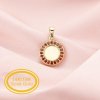 8MM Keepsake Breast Milk Round Pendant Bezel with Birthstone,Solid 14K 18K Gold Charm,Halo Birthstone Deco Charm,DIY Solid Back Charm Bezel For Resin 1411326