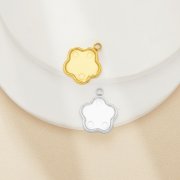 Flower Bezel Stainless Steel Pendant Settings,Yellow Gold Silver Pendant Charm,Minimalist Flower Pendant,DIY Pendant Supplies 1431527