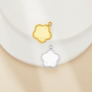 Flower Bezel Stainless Steel Pendant Settings,Yellow Gold Silver Pendant Charm,Minimalist Flower Pendant,DIY Pendant Supplies 1431527