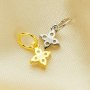 5MM CZ Stone Flower Charm,Solid 925 Sterling Silver Gold Plated Pendant Charm,4 Stones CZ Stone Charm,DIY Pendant Charm Supplies 1431195