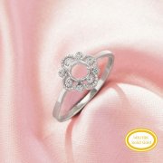 4MM Round Prong Ring Settings, Flower Solid 14K 18K Gold Ring,Vintage Styles Flower Ring,DIY Ring Supplies For Gemstone 1212137