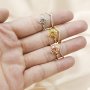 5MM Round Prong Ring Settings Stackable Moon Star Gold Plated Solid 925 Sterling Silver Ring Bezel Stacker for Gemstone 1215014