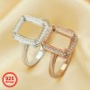 8x10MM Rectangle Halo Prong Ring Settings,Solid 925 Sterling Silver Rose Gold Plated Ring,Art Deco Ring,DIY Ring Supplies 1294655