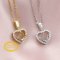 Keepsake Breast Milk Round Halo Heart Prong Pendant Settings Solid 14K Gold Necklace DIY Gemstone Bezel 1411293