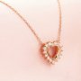 Halo Heart Bezel Pave Pendant Settings,Solid 14K/18K Gold Moissanite Necklace,DIY Jewelry With Necklace Chain 15''+1.7'' 1431162