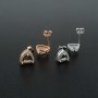 1Pair 5-6MM Rose Gold Plated Solid 925 Sterling Silver Trillion Triangle Prong Bezel DIY Studs Earrings Settings for Gemstone Jewelry Supplies 1706047