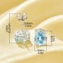 Minimalist Oval Studs Earrings With 6x8MM Oval Light Blue CZ Stone,Solid 925 Sterling Silver Earrings,March Birthstone Earrings 6320045