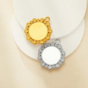Keepsake Breastmilk Stainless Steel Round Bezel Pendant,Flower Art Deco Round Pendant Charm,Silver Gold Pendant,DIY Pendant Supplies 1411439