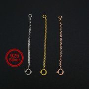 5pcs 3-8CM Extension Chain with Spring Ring Clasp for Necklace Rose Gold Plated Solid 925 Sterling Silver DIY Supplies 1320016