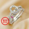 6x8MM Oval Prong Ring Settings Stackable Solid 925 Sterling Silver Rose Gold Plated Bezel Stacker Birthstone Rings Set DIY Supplies 1294466