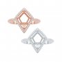 7x10MM Halo Kite Cut Prong Ring Settings,Art Deco Solid 925 Sterling Silver Rose Gold Plated Ring,Halo Pave CZ Stone Ring,DIY Ring Supplies 1294684