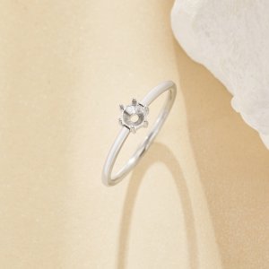 4MM Round Prong Ring Settings,Stainless Steel Round Ring,Simple Round Ring,DIY Ring Supplies 1212119