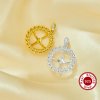 10MM Round Pin Pendant Settings for Half Drilled Pearl Beads,Solid 925 Sterling Silver Gold Plated Charm,Art Deco Pendant Charm,DIY Pendant Blank Supplies 1411453