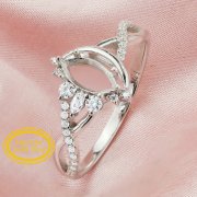 4x8MM Marquise Prong Ring Setttings Full Moon Memory Jewelry Solid 14K 18K Gold DIY Ring Blank Wedding Band with Moissanite 1294386-1