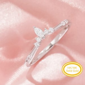 Curved Moissanite Stackable Ring,Solid 14K 18K Gold Ring,Vintage Styles Stacker Ring,Stackable Ring,DIY Ring Supplies 1294999