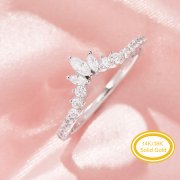 Curved Moissanite Stackable Ring,Solid 14K 18K Gold Ring,Dainty Stacker Ring,Stackable Ring,DIY Ring Supplies 1294997