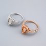 6x8MM Pear Prong Ring Settings Halo Rose Gold Plated Solid 925 Sterling Silver Set Size Ring Bezel for Gemstone 1294240