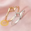 Round Prong Ring Settings Solid 14K Rose White Gold Bypass Shank DIY Bezel Tray for Diamond Gemstones 1210069-1