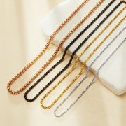 Simple Stainless Steel Box Chain Necklace,Silver Black Rose Gold Box Chain Necklace,Minimalist Box Chain,DIY Chain Necklace Supplies 1320049