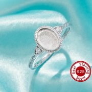 Keepsake Breast Milk Resin Oval Ring Bezel Settings,Solid 925 Sterling Silver Ring,Art Deco Solid Back Ring,DIY Ring Supplies 1222148-1