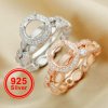 8MM Round Prong Ring Settings,Stackable Solid 925 Sterling Silver Rose Gold Plated Ring,Breast Milk Resin Marquise Stacker Ring Band,DIY Ring Set 1294502