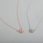 1Pcs 4MM Solid 925 Sterling Silver Rose Gold Round Gemstone Prong Bezel Settings DIY Snow Flake Pendant Necklace 16''+2'' 1411236