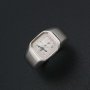 9MM Square Bezel Ring Settings Solid Back Breast Milk Resin 925 Sterling Silver DIY Men's Adjustable Ring 1294222