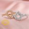 Keepsake Breast Milk Resin Pear Halo Ring Settings Solid 14K Gold Ring with 1MM Birthstone Diamond Moissanite Sapphire DIY Prong Ring Bezel Supplies 1294273