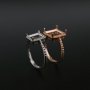 1Pcs Mulitiple Size Rose Gold Plated Solid 925 Sterling Silver Rectangle Millgraine Frame DIY Adjustable Ring Settings for Gemstone 1294170