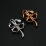 6MM Heart Prong Pendant Settings Lucky Four Leaf Clover Solid 925 Sterling Silver Rose Gold Plated Charm Bezel DIY Gemstone Supplies 1431091