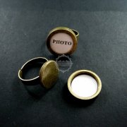 5pcs 14mm round brass bronze antiqued bezels base tray setting photo frame brass adjustable custom ring DIY blanks supplies 1211044