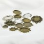 20Pcs Assortment Oval Round Antiqued Bronze Pendant Settings Charm Bezel for Resin DIY Jewelry Supplies 1421181