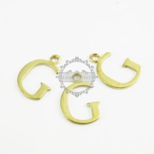 10pcs 15x10mm vintage kawaii metal alphabet letter G raw brass pendant charm packs assortment 1800067